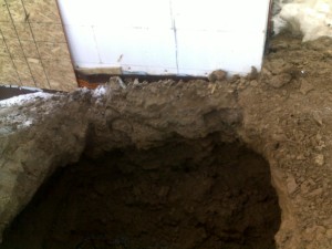 3 Excavate beside house for external sump pit